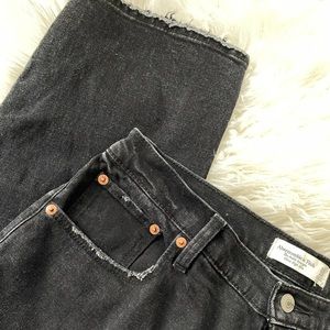 Black ankle straight jeans high rise- Abercrombie & Fitch